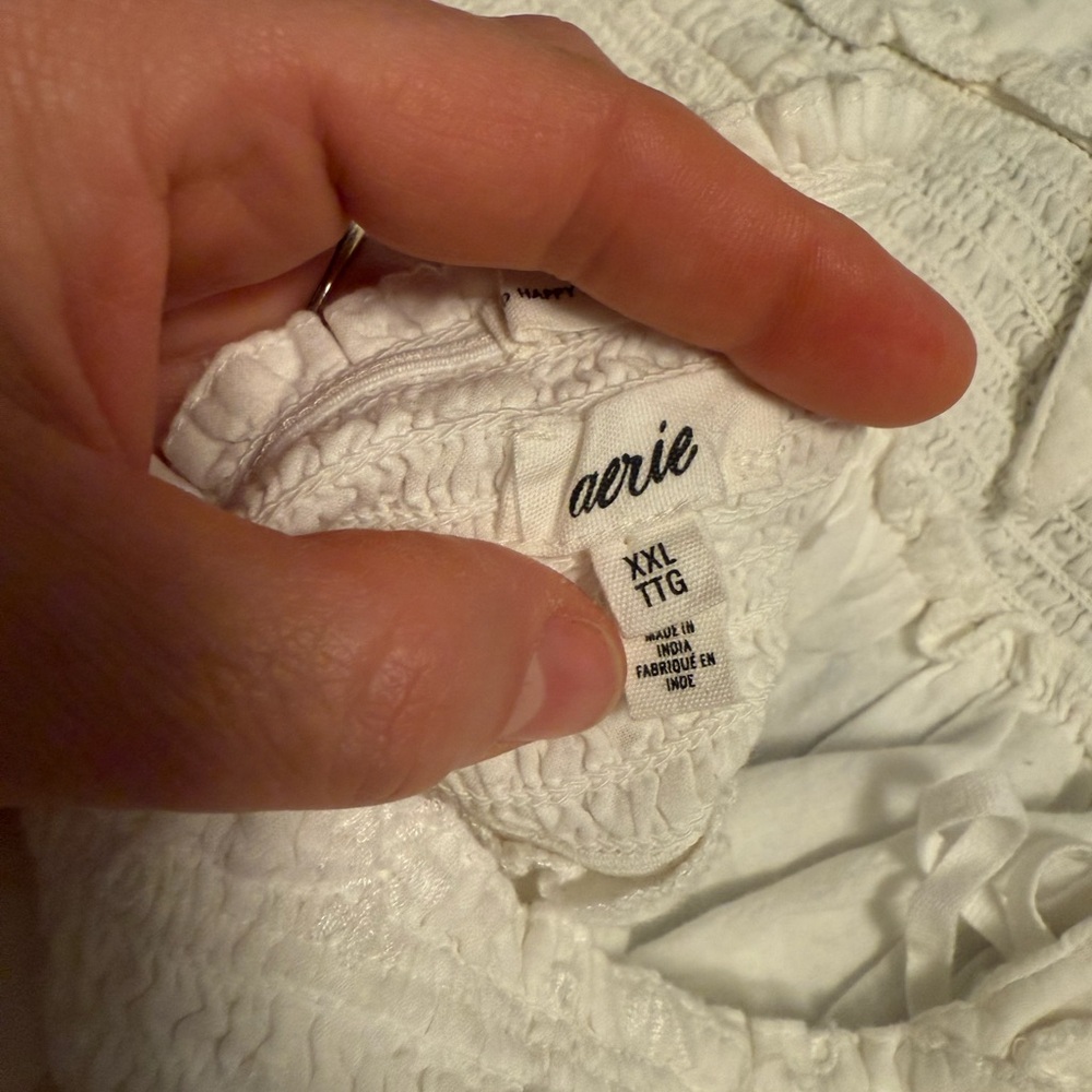 Aerie Cream Sleeveless Halter Tiered Dress - Picture 3 of 3